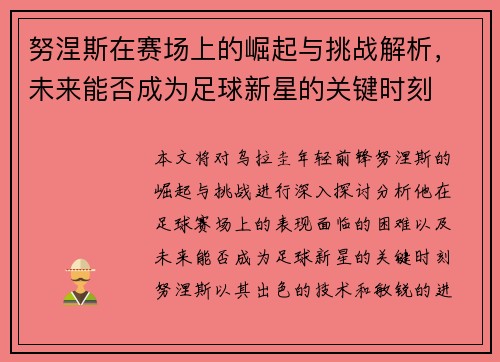 努涅斯在赛场上的崛起与挑战解析，未来能否成为足球新星的关键时刻